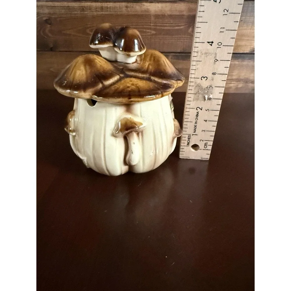 Vintage Homco Ceramic Mushroom Canisters Set Of 3 Small, Medium & Large
